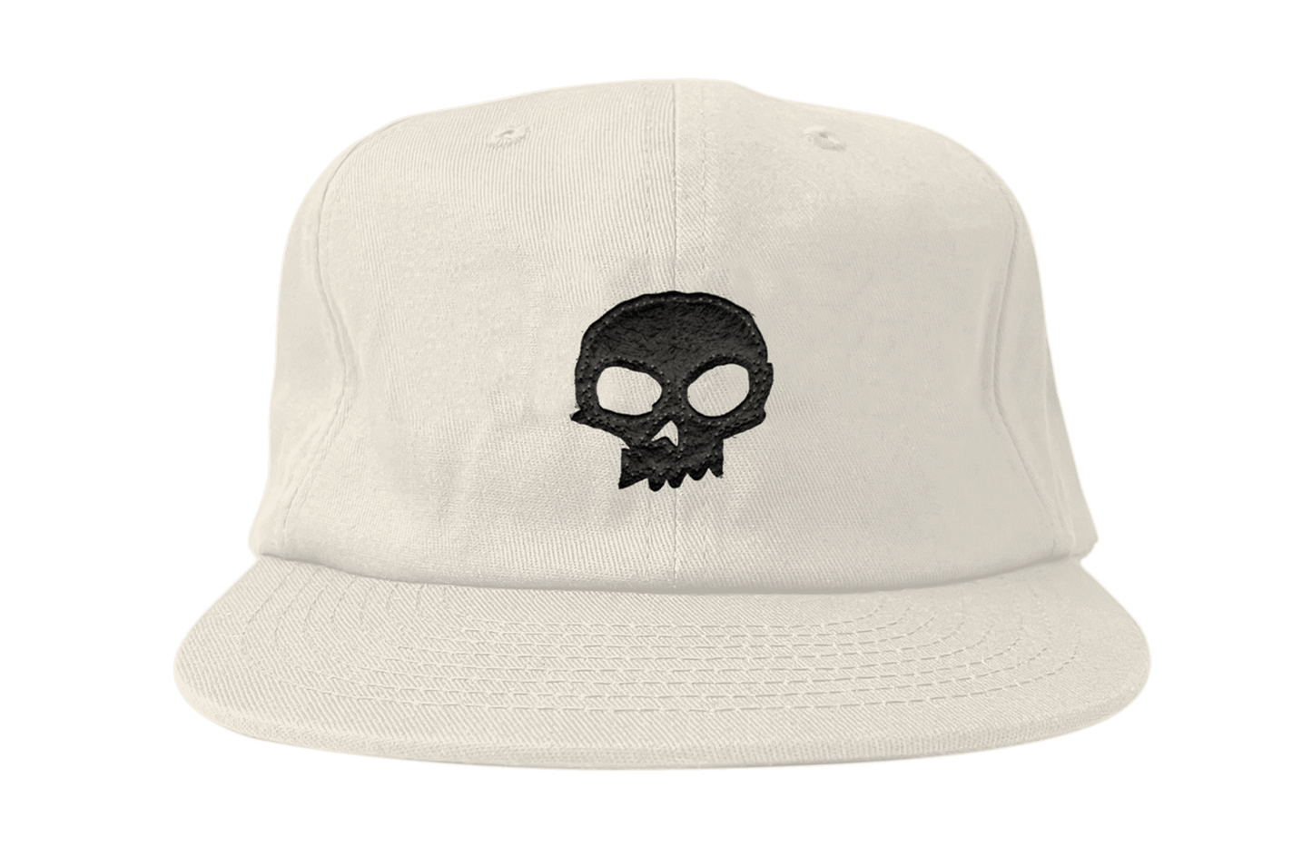 SINGLE SKULL APPLIQUE HAT - WHITE/BLACK