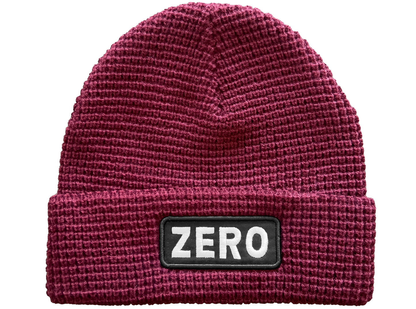 ARMY PATCH - WAFFLE-KNIT BEANIE - BURGUNDY