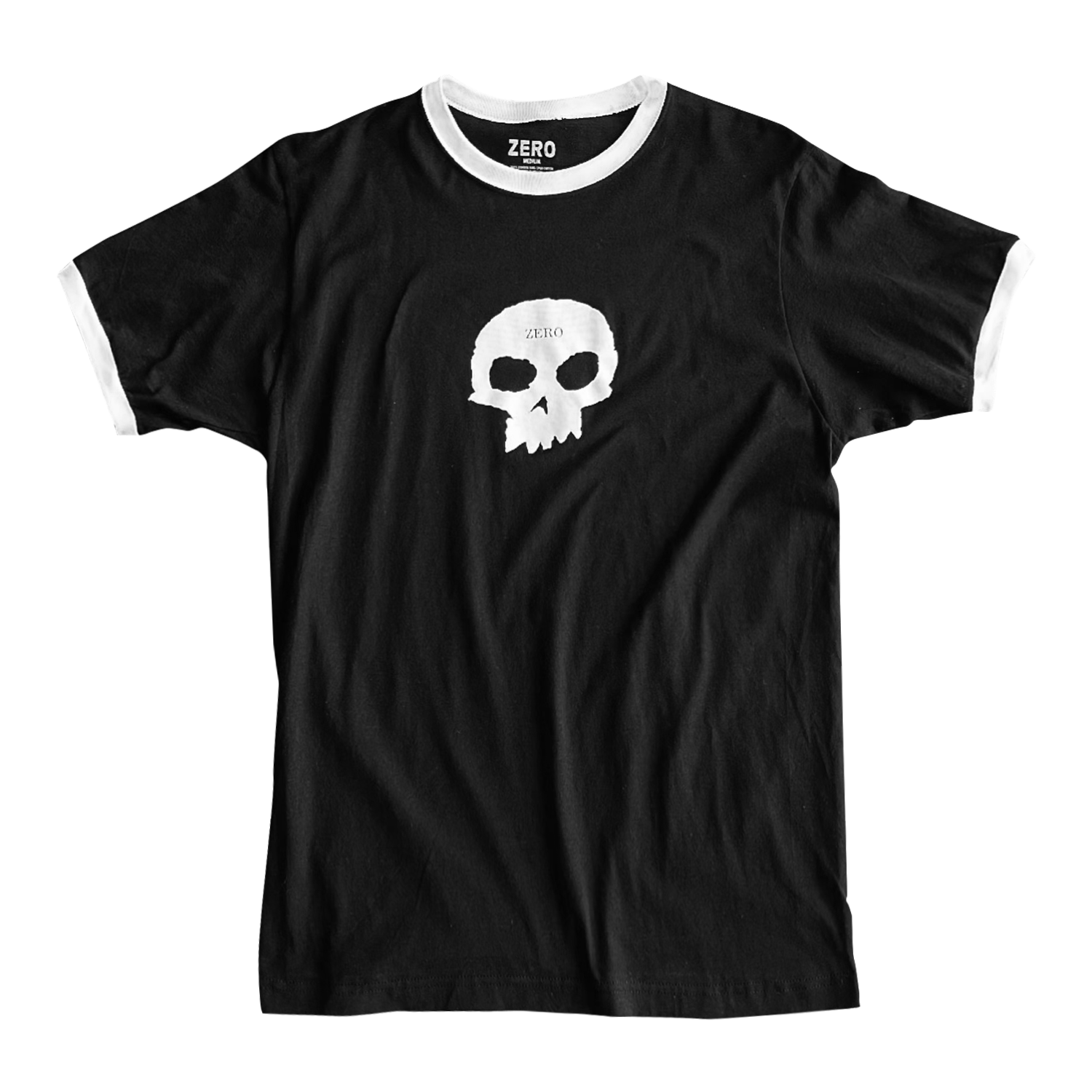 SINGLE SKULL S/S RINGER - BLACK/WHITE – Zero Skateboards SINGLE SKULL S/S RINGER - BLACK/WHITE – Zero Skateboards