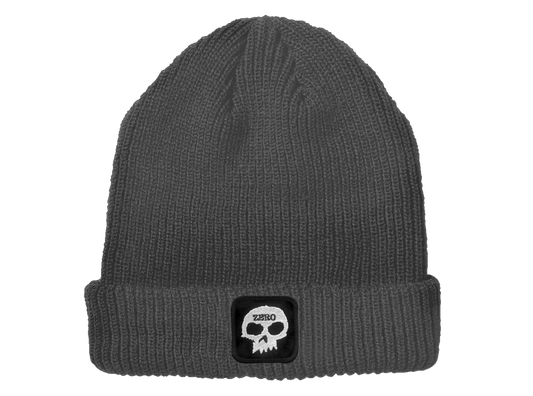 SKULL PATCH BEANIE - CHARCOAL