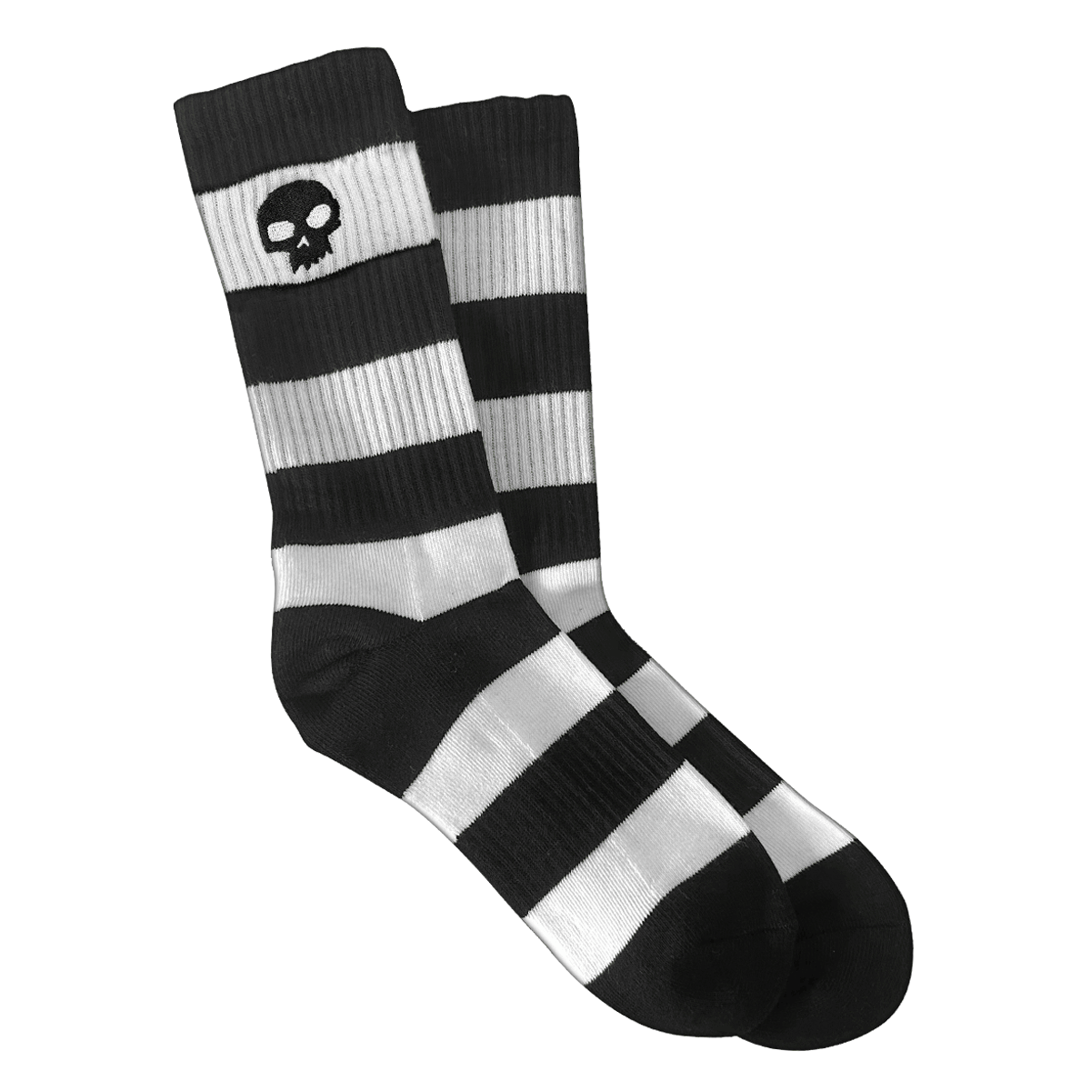 SINGLE SKULL SOCKS - STRIPED - BLACK/GITD