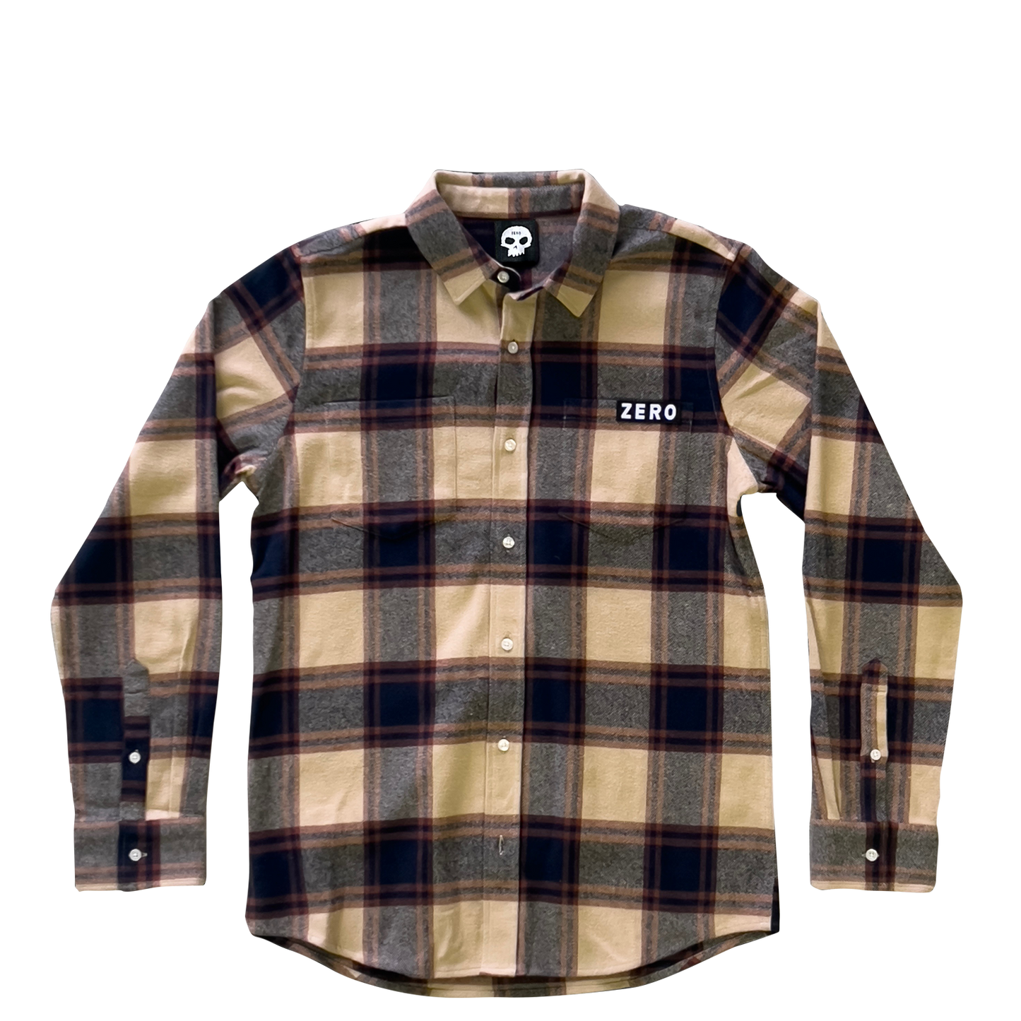 ARMY L/S FLANNEL - TAN/NAVY
