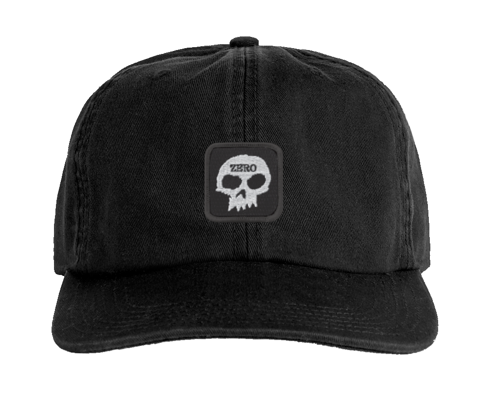 SINGLE SKULL PATCH HAT - BLACK