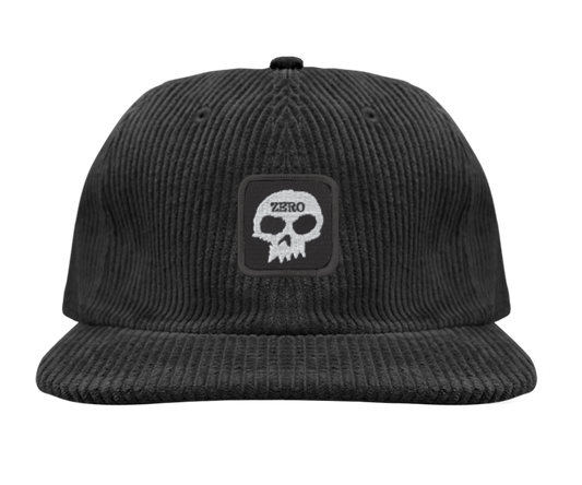 SINGLE SKULL PATCH CORDUROY HAT - BLACK/WHITE