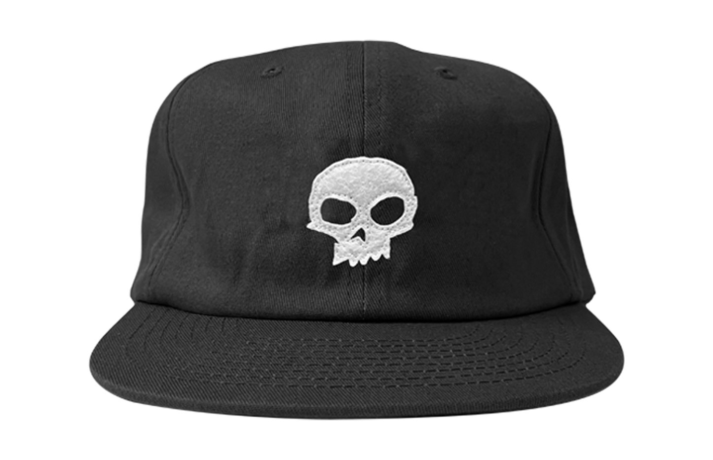 SINGLE SKULL APPLIQUE HAT - BLACK/WHITE
