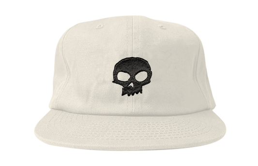 SINGLE SKULL APPLIQUE HAT - WHITE/BLACK
