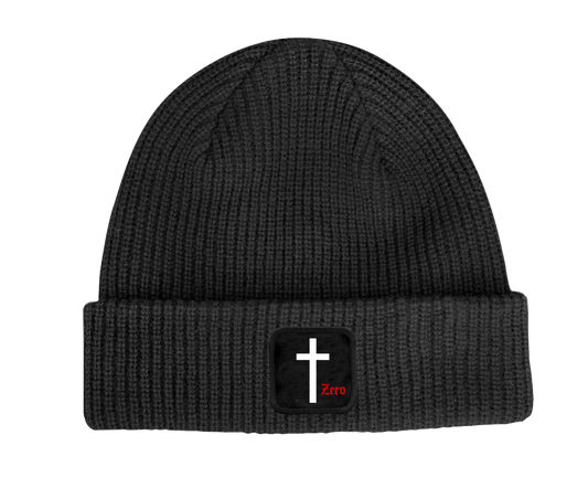 CROSS PATCH BEANIE - BLACK