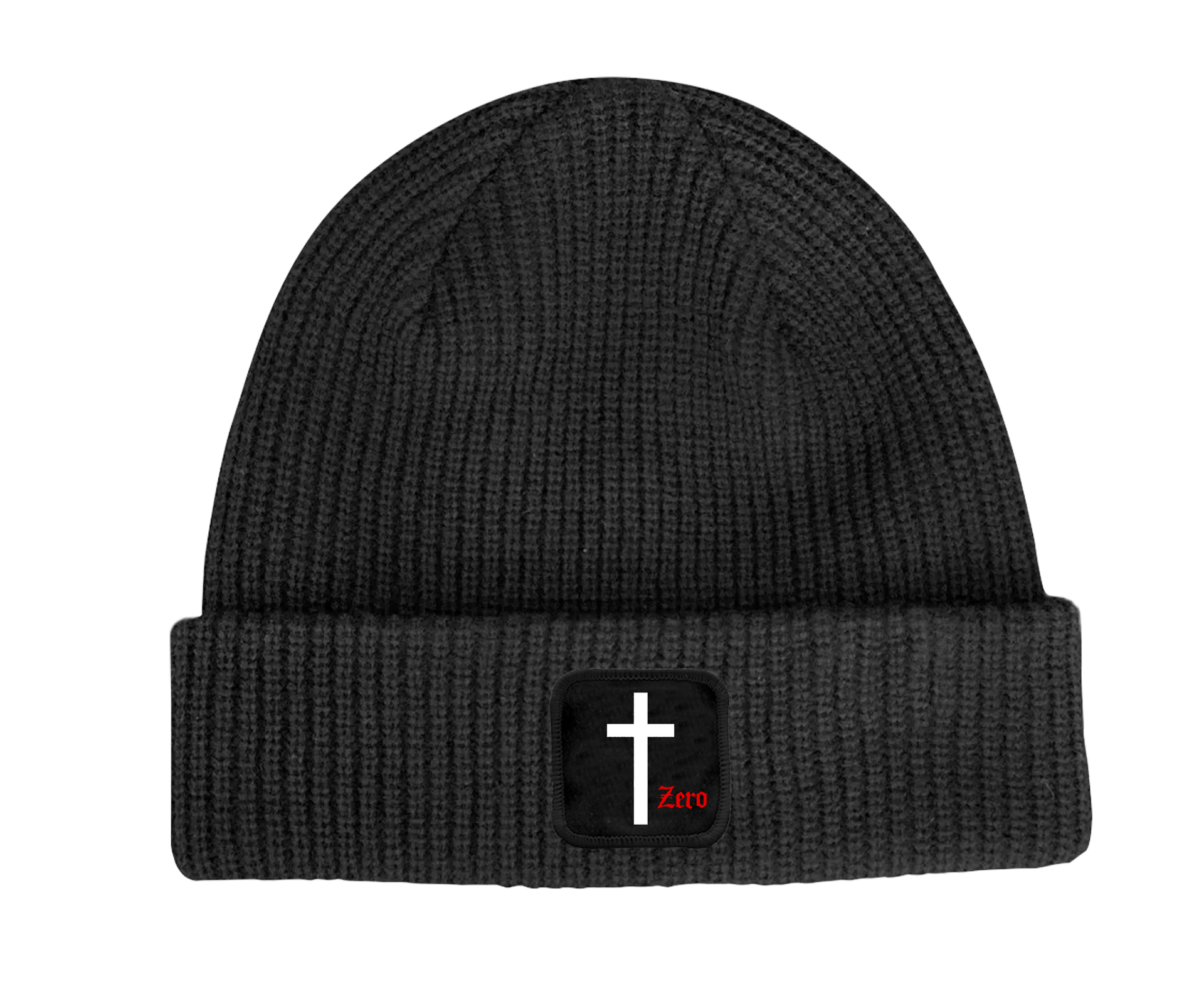 CROSS PATCH BEANIE - BLACK