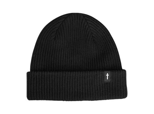 CROSS BEANIE - BLACK