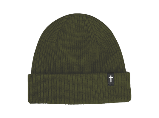 CROSS BEANIE - OLIVE