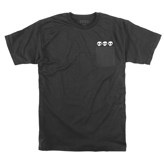3 SKULL - POCKET TEE - BLACK