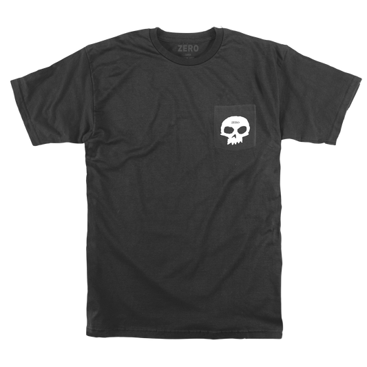 SINGLE SKULL - POCKET TEE - BLACK