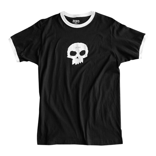 SINGLE SKULL S/S RINGER - BLACK/WHITE