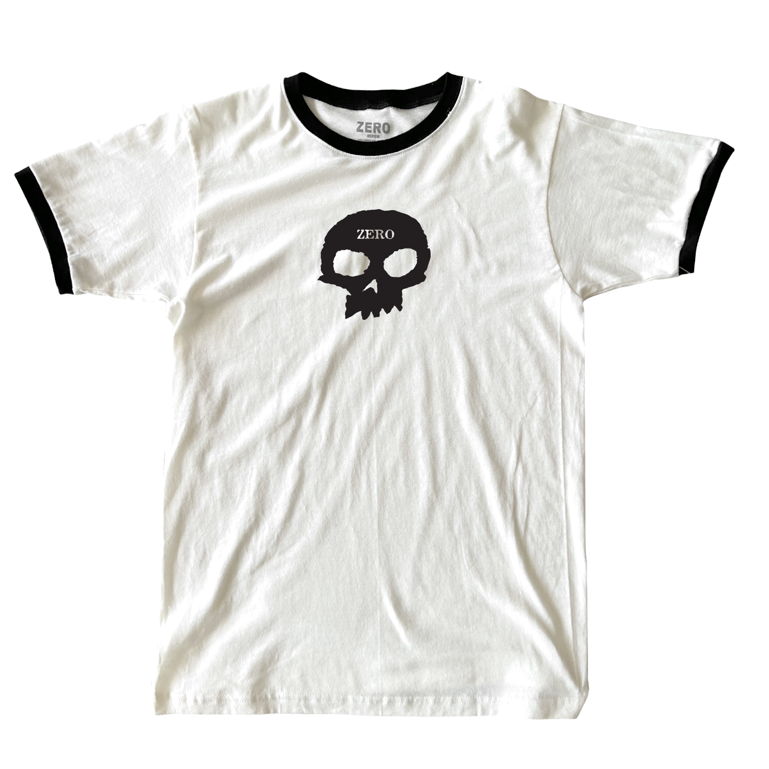 SINGLE SKULL S/S RINGER - NATURAL/BLACK – Zero Skateboards
