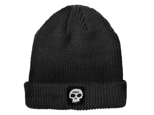 SKULL PATCH BEANIE - BLACK