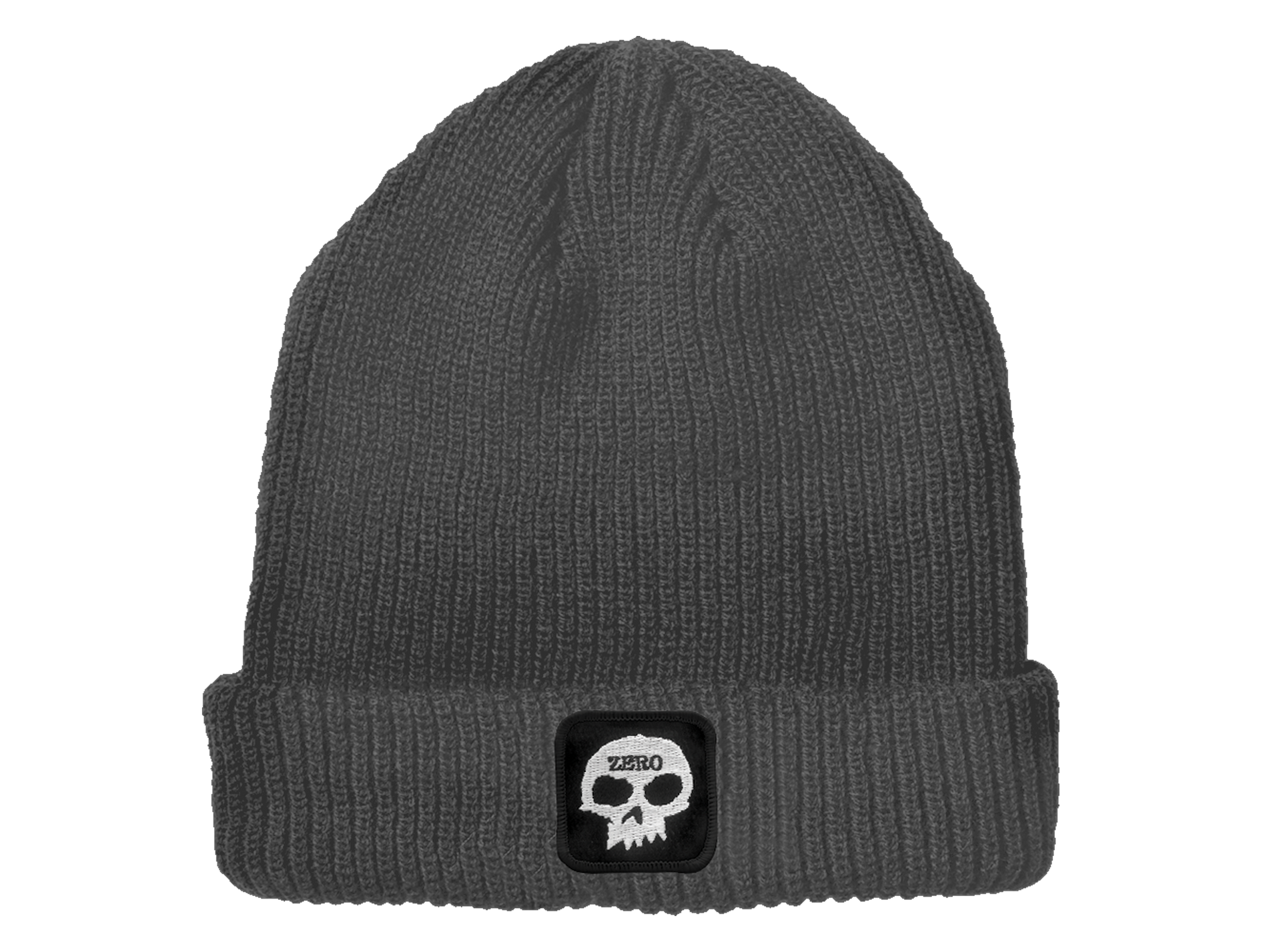 SKULL PATCH BEANIE - CHARCOAL