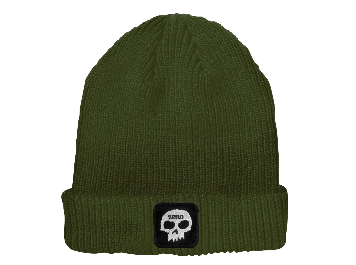 SKULL PATCH BEANIE - OLIVE