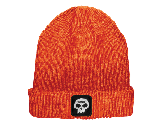 SKULL PATCH BEANIE - ORANGE