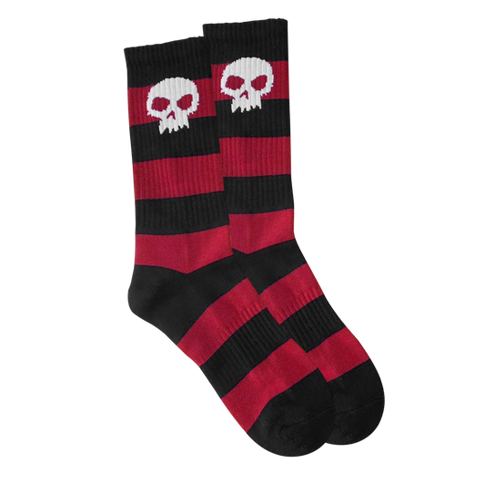 SKULL SOCKS  - STRIPED - RED/BLACK