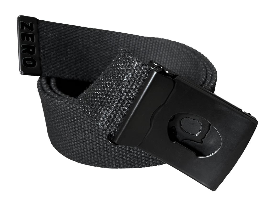 SINGLE SKULL WEB BELT - BLACK/BLACK – Zero Skateboards